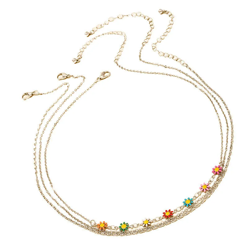 Dainty Daisy Glazed Flower Necklace Set - Elegant Jewelry Wholesale