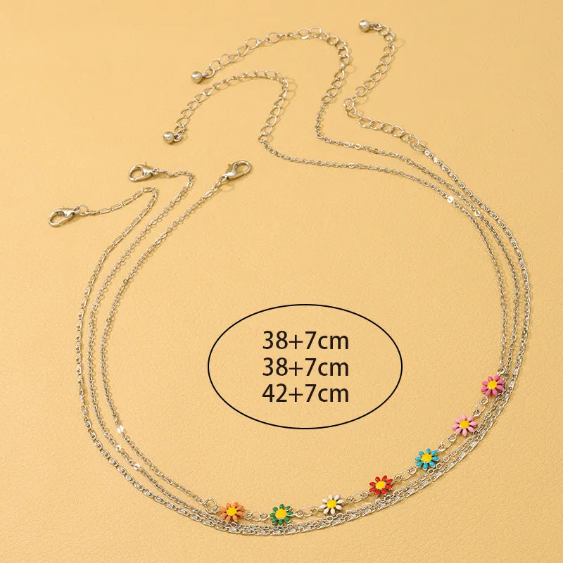 Dainty Daisy Glazed Flower Necklace Set - Elegant Jewelry Wholesale