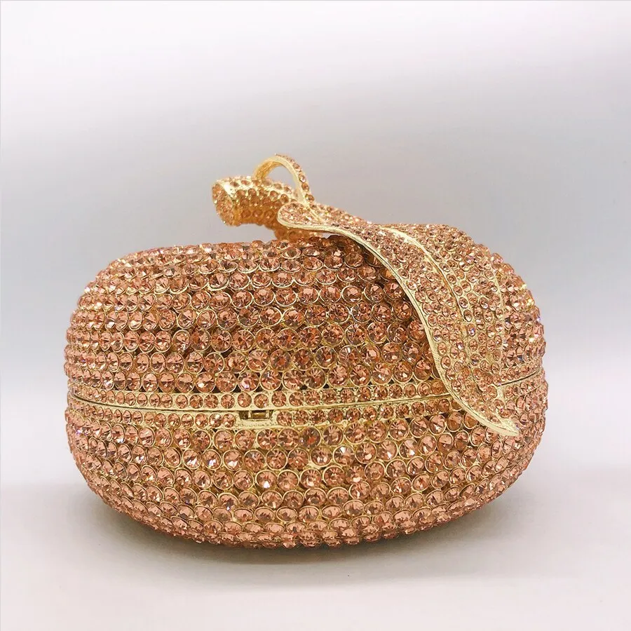 Diamond Apple Shape Crossbody Clutch Bag