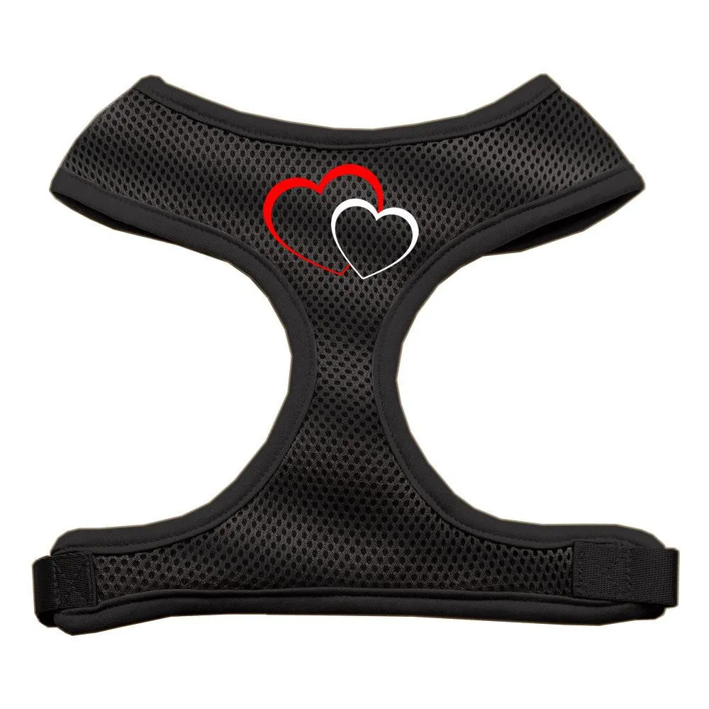 Double Heart Design Soft Mesh Harnesses Black Medium