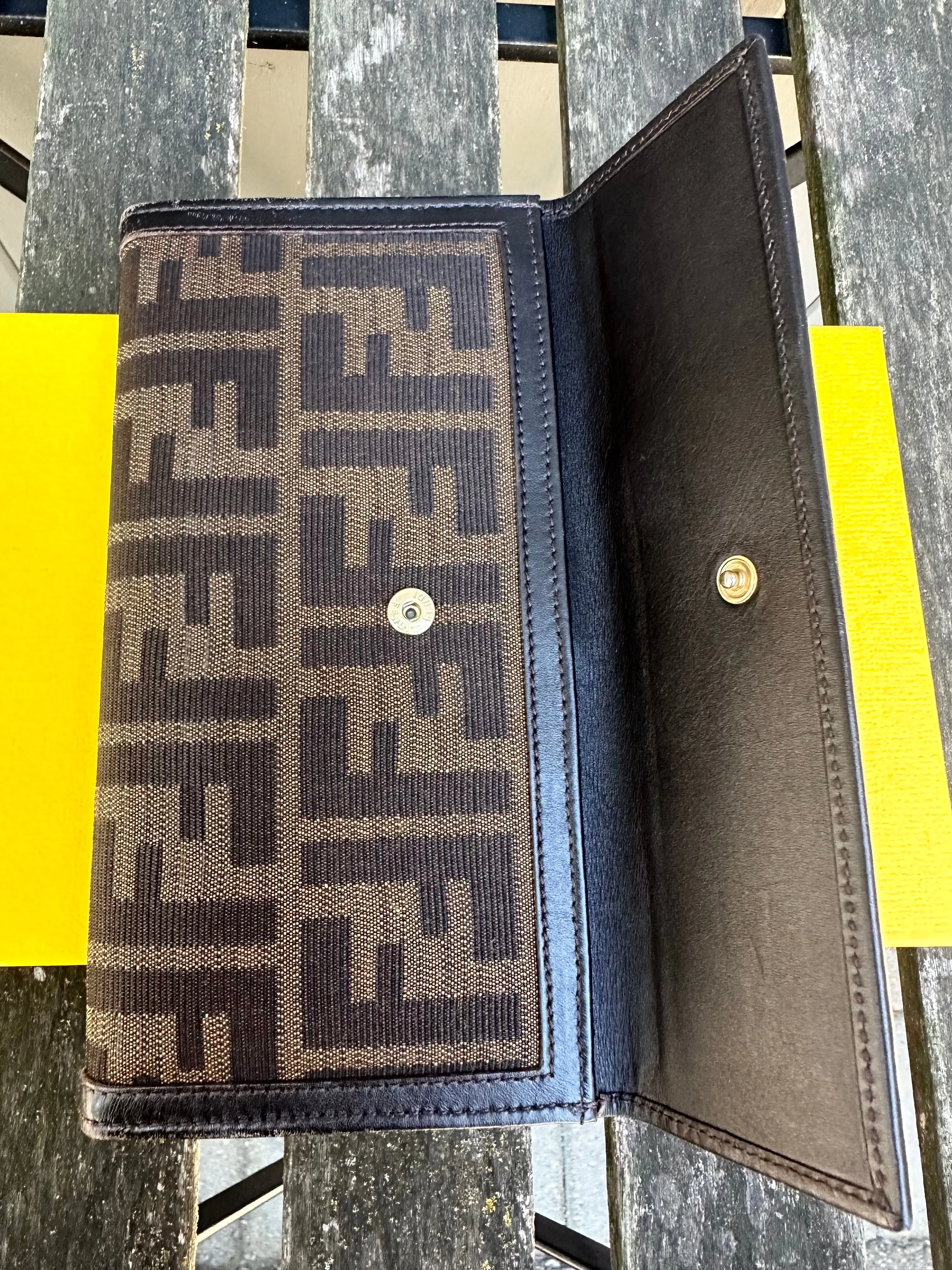 FENDI Zucca Print Canvas Leather Wallet