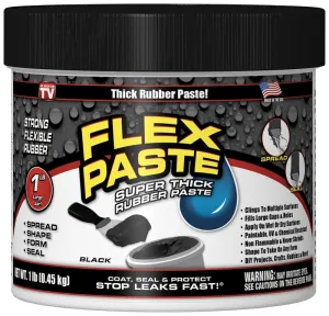 Flex Paste PFSBLKR16 Rubberized Adhesive, Black, 1 lb, Jar :EA: QUANTITY: 1