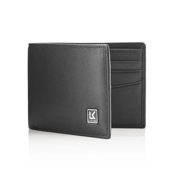 Full grain leather wallet in black - 6 card slots