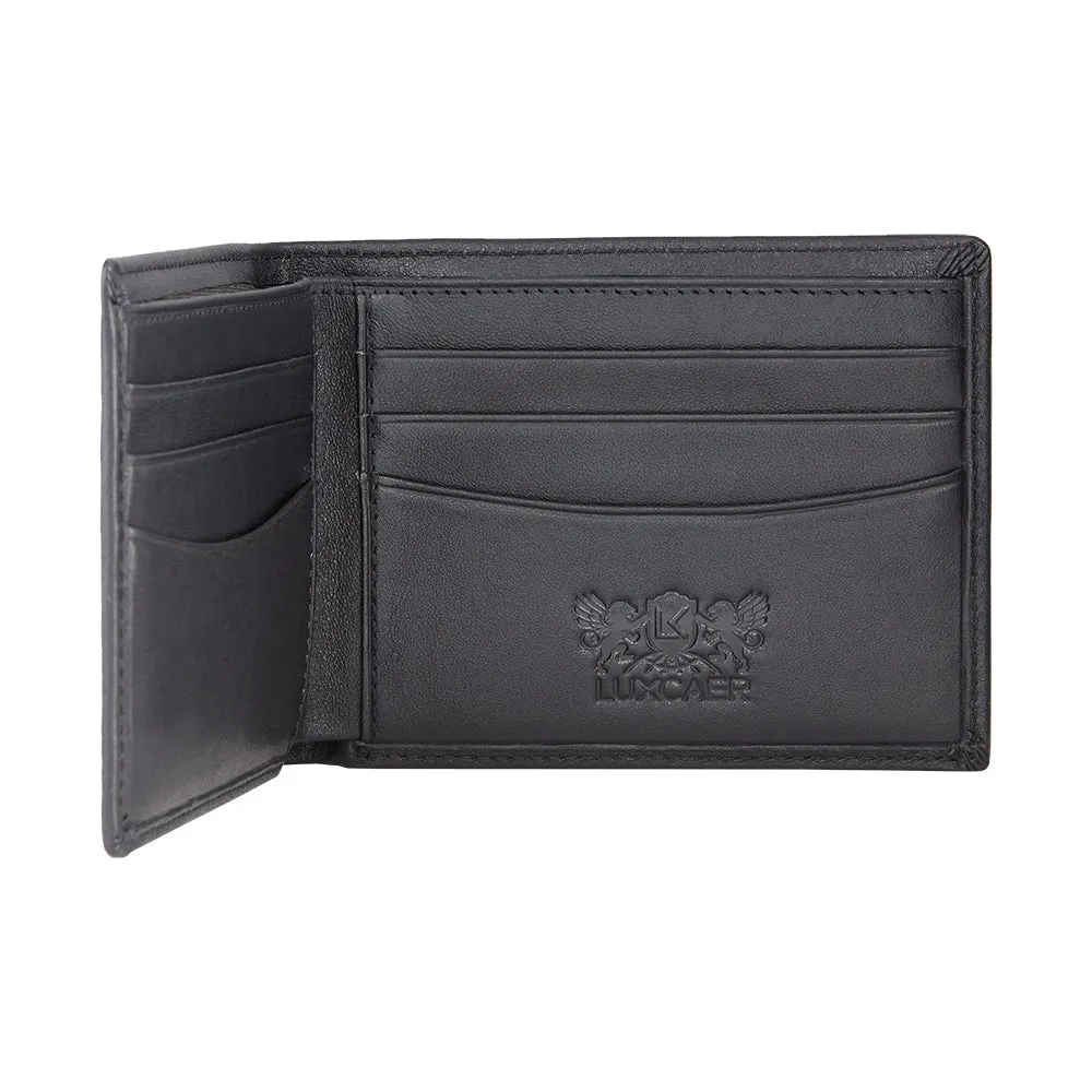 Full grain leather wallet in black - 6 card slots