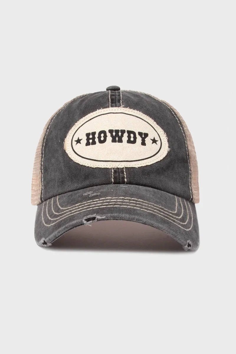 FWCAPM652 - HOWDY Canvas Patch Mesh Back Baseball Cap