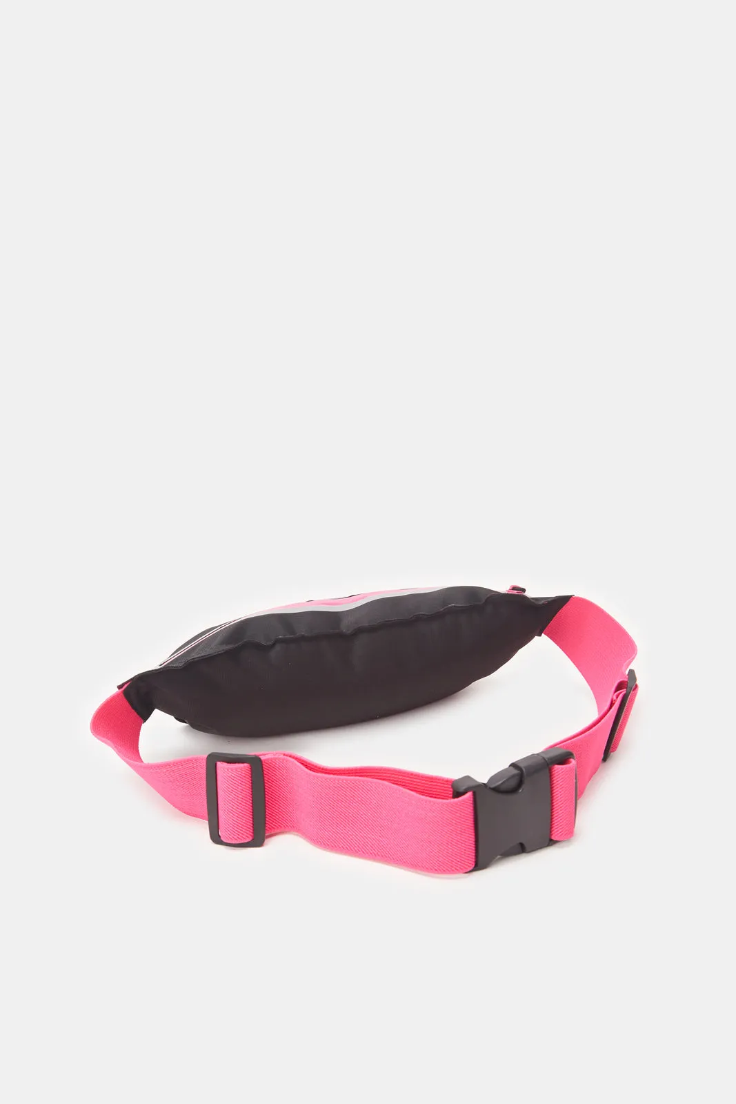 Girls Pink And Black Printed Waist Bag