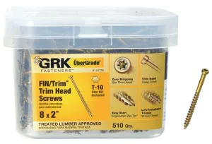 GRK Fasteners 116728 Finishing Screw, #8 Thread, 2 in L, Trim Head, Star Drive, Steel, 510 PK :PK510: QUANTITY: 1