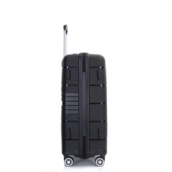 Hardshell Suitcase Double Spinner Wheels PP Luggage Sets Lightweight Durable Suitcase with TSA Lock,3-Piece Set (20/24/28) , Black