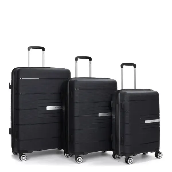 Hardshell Suitcase Double Spinner Wheels PP Luggage Sets Lightweight Durable Suitcase with TSA Lock,3-Piece Set (20/24/28) , Black