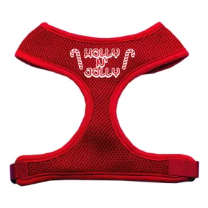 Holly N Jolly Screen Print Soft Mesh Harness  Red Large