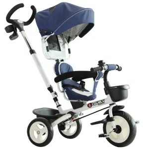 HOMCOM  Baby Tricycle Stroller with Handle- Blue