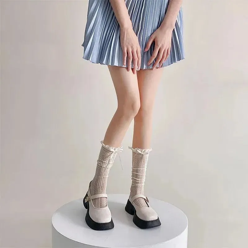 Lace Crew Socks with Ruffle | Frilly Lolita Socks for Women | Lolita Outfits