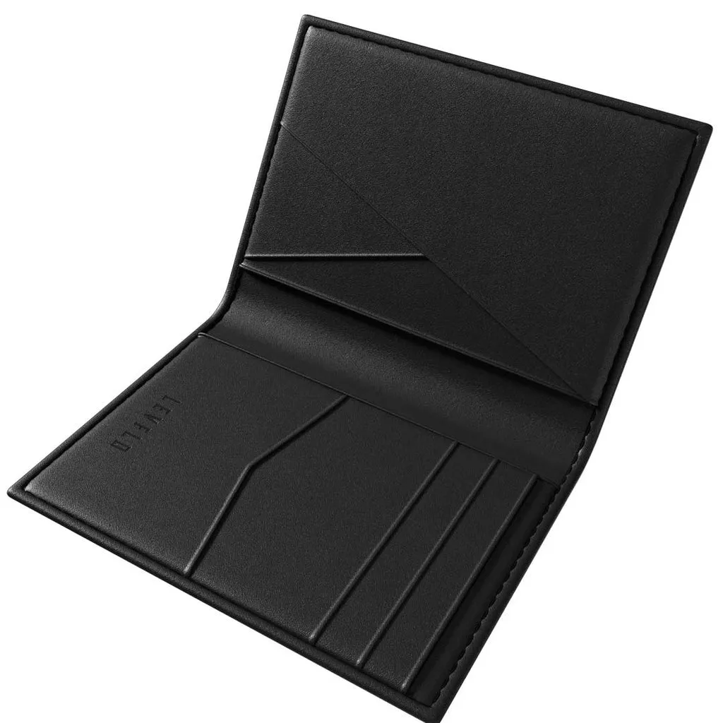 Levelo Bifold Black Genuine Leather Wallet with Pocket Organizer - Black