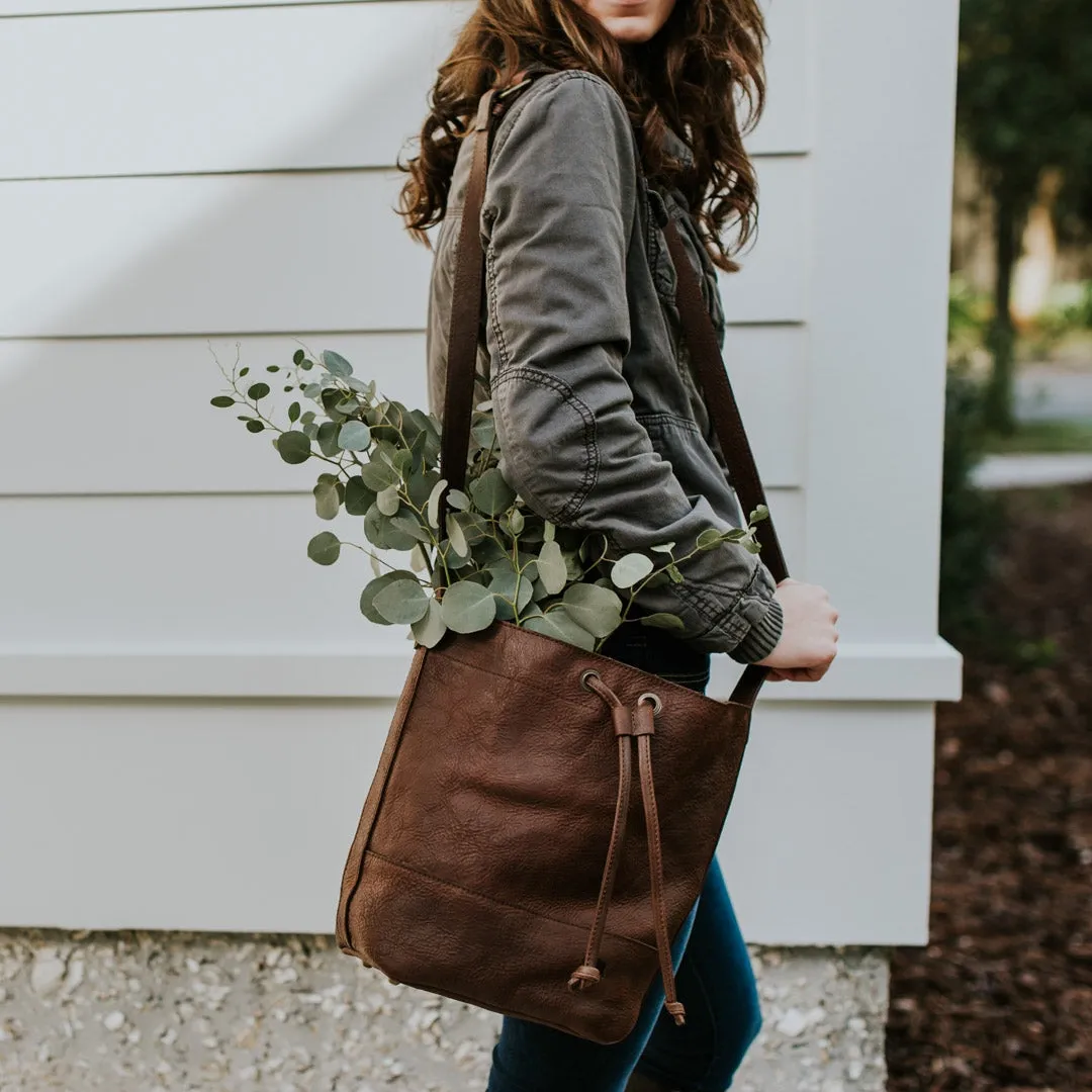 Madison Leather Bucket Bag | Dark Hazelnut