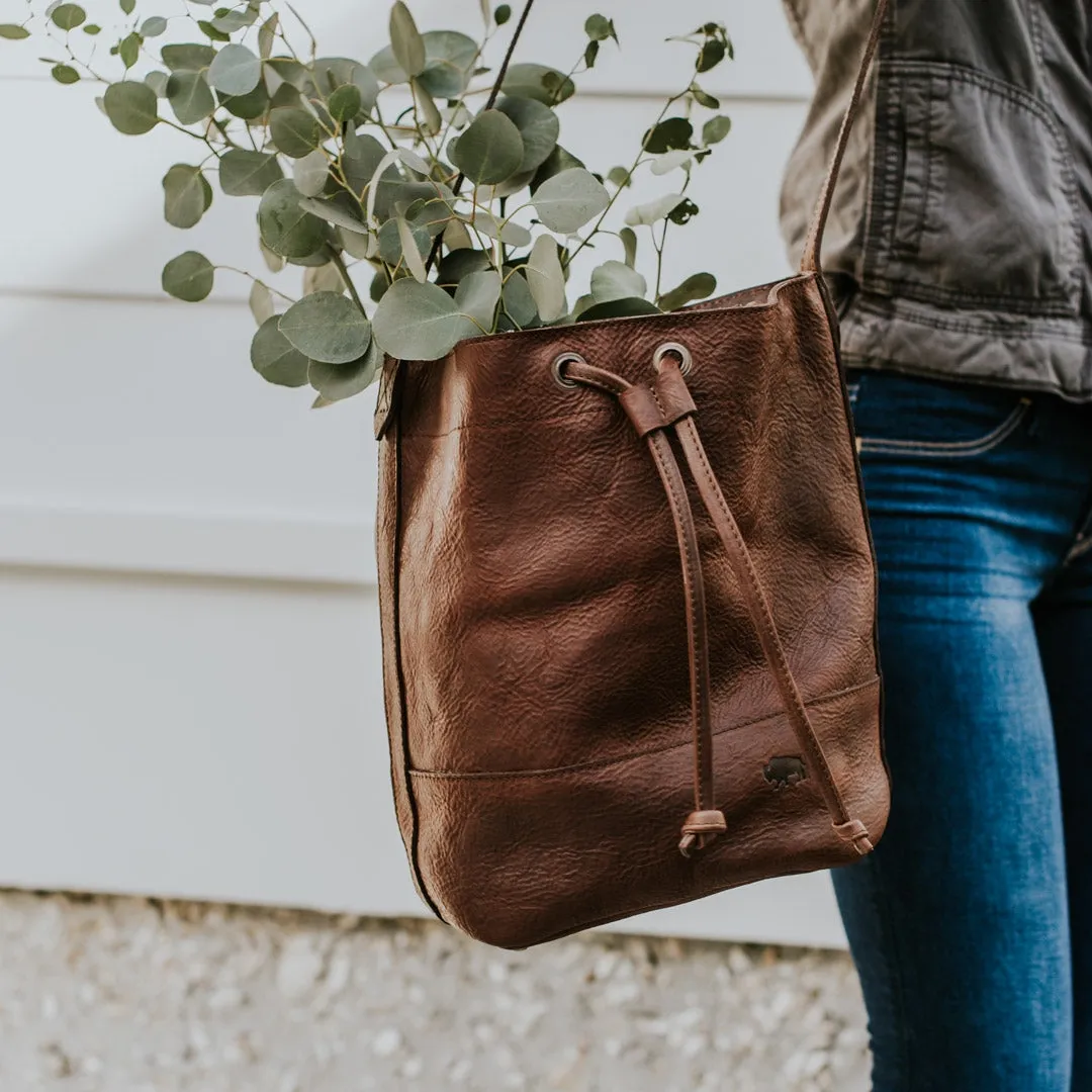 Madison Leather Bucket Bag | Dark Hazelnut