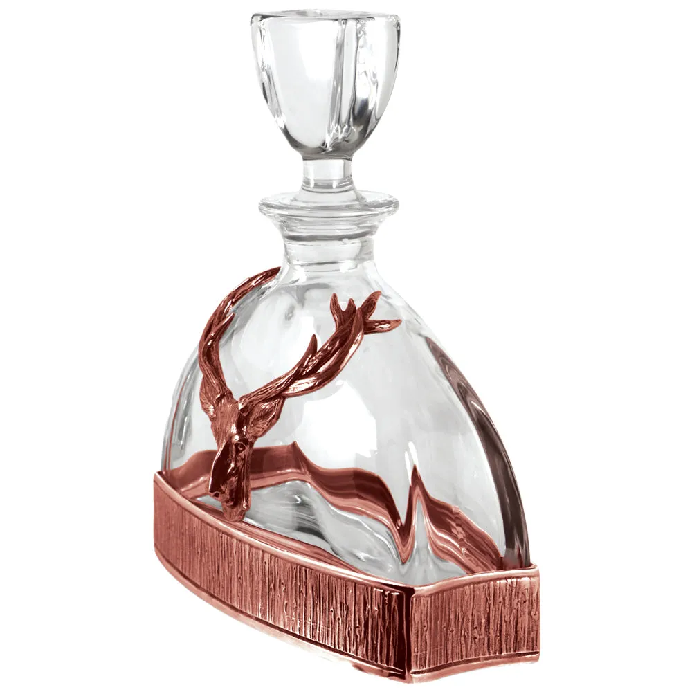 Majestic 570ml Whisky, Wine & Spirits  Copper Stag Crystal Decanter Gift Set Includes 4x 11oz Stag Copper Tumblers