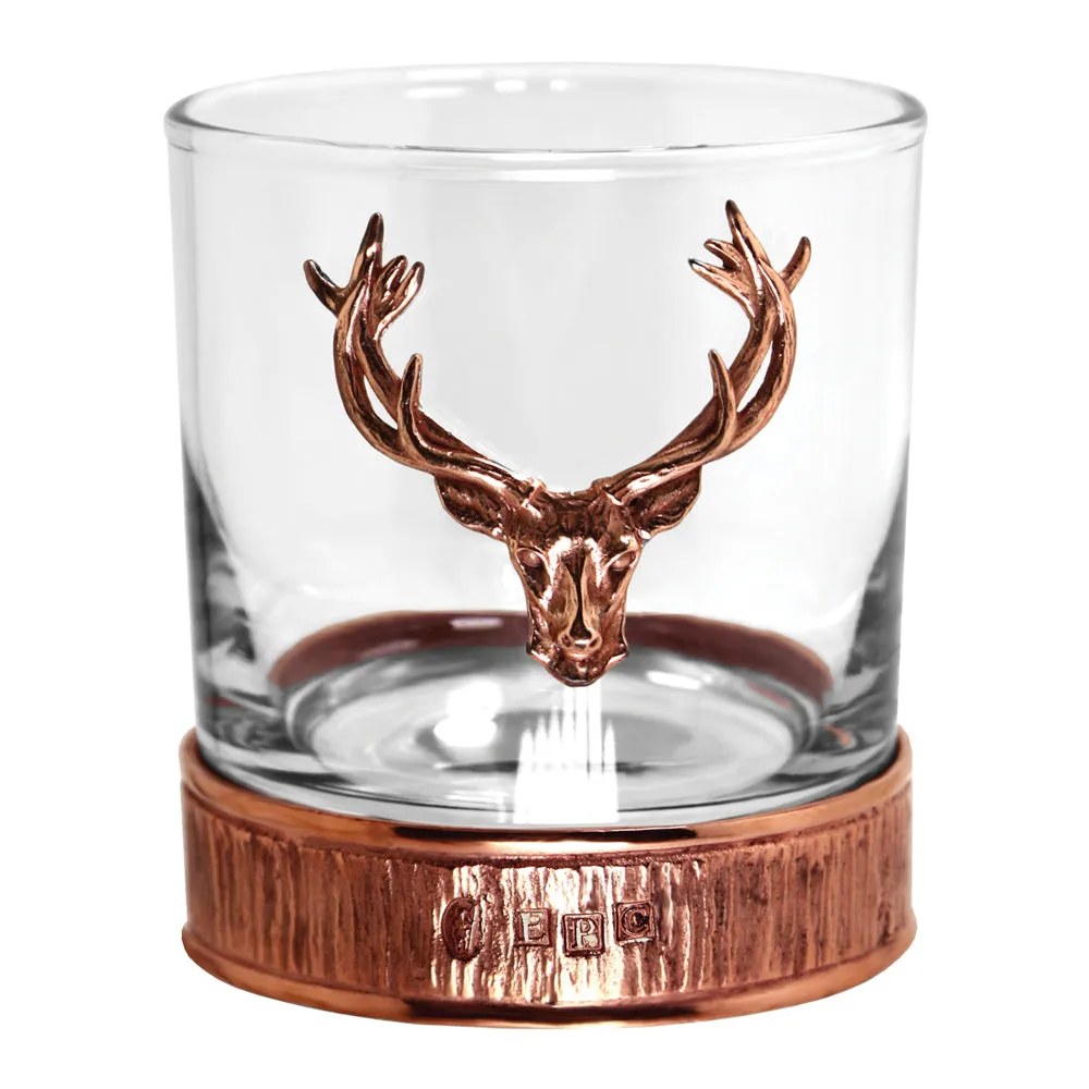 Majestic 570ml Whisky, Wine & Spirits  Copper Stag Crystal Decanter Gift Set Includes 4x 11oz Stag Copper Tumblers