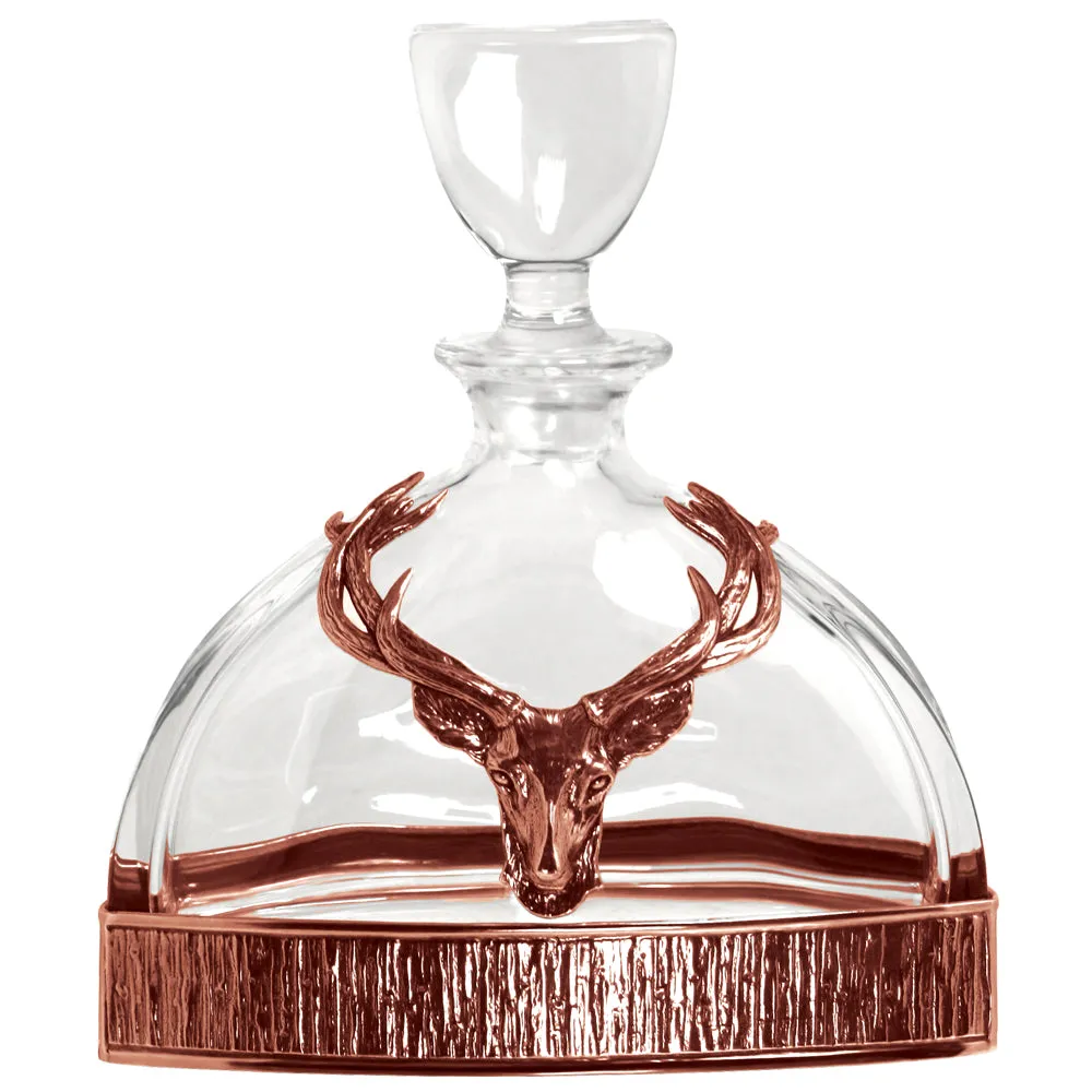 Majestic 570ml Whisky, Wine & Spirits  Copper Stag Crystal Decanter Gift Set Includes 4x 11oz Stag Copper Tumblers