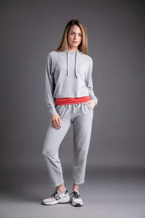 Majestic Straight Leg Pant W/ Rolled Bottom in Grey