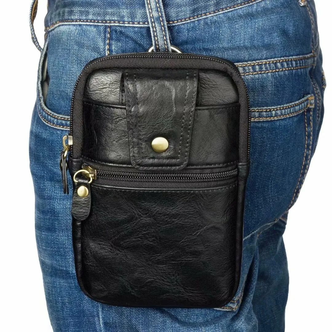 Men Retro Multifunctional Phone 6.3 Inch Waist Bag