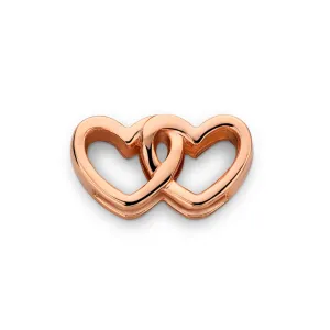 Mesh charm double heart rosé gold