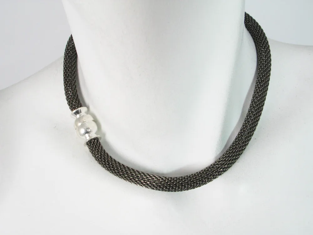 Mesh Necklace with Magnetic Ball Clasp