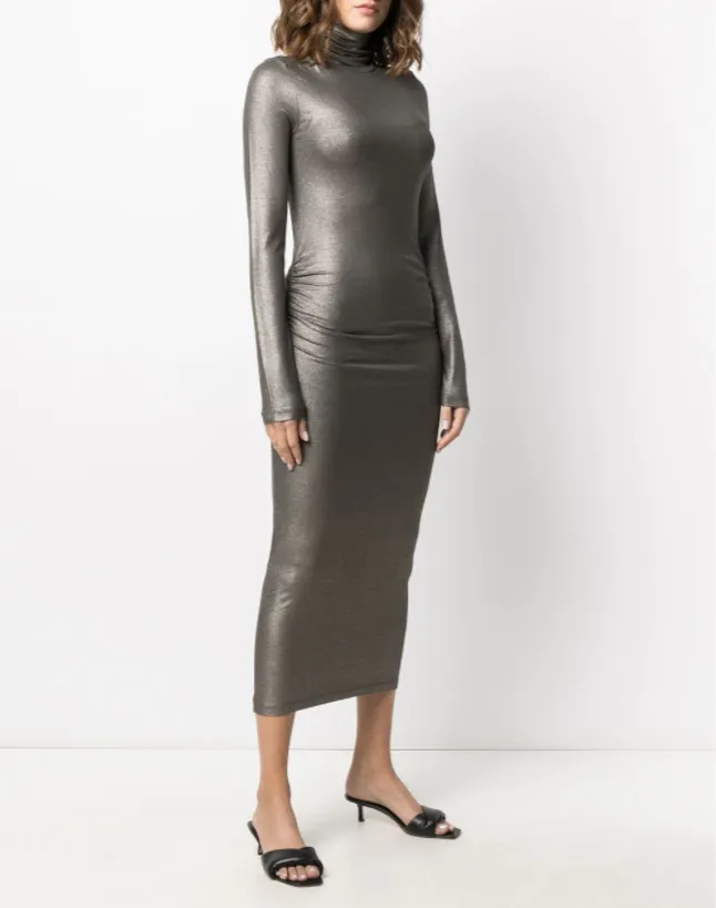 Metallic Effect Roll Neck Dress