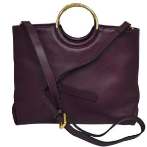 MILLFIELD - Womens Purple Leather Ring Handle Tote Shoulder Crossbody Bag