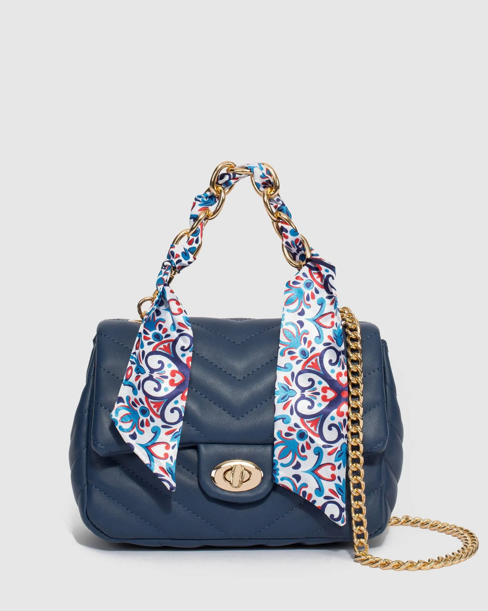 Navy Blue Mia Scarf Crossbody Bag