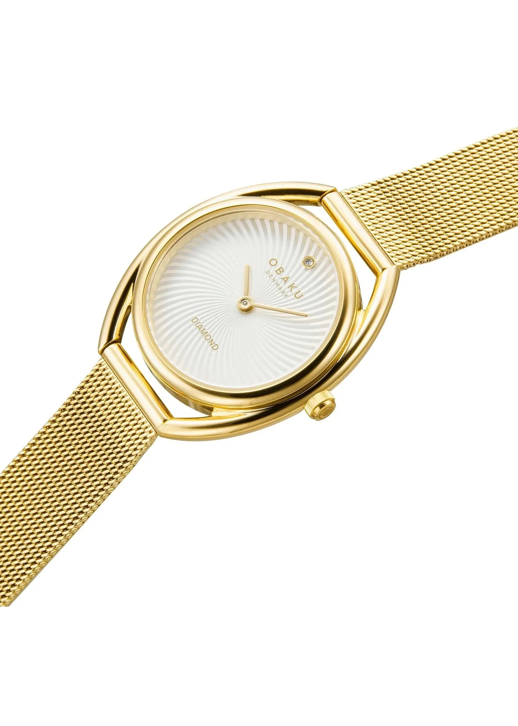 OBAKU JUVEL-GOLD MESH BRACELET DIAMOND PATTERN DIAL V286LXGIMG