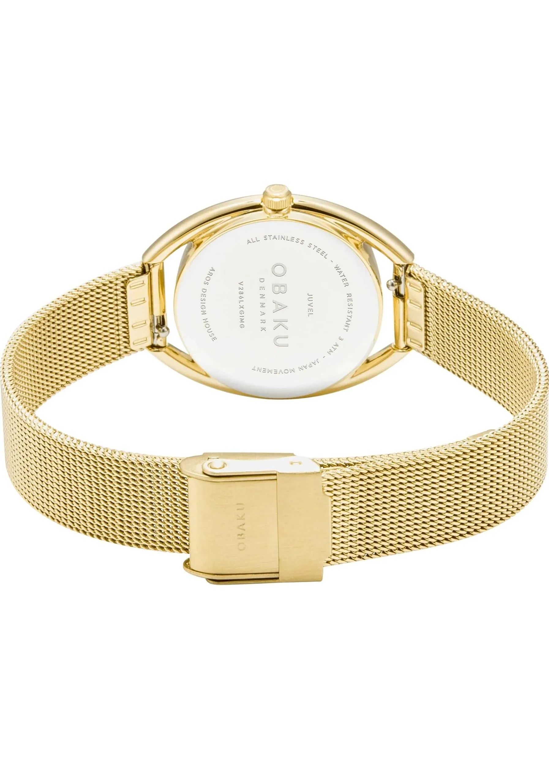 OBAKU JUVEL-GOLD MESH BRACELET DIAMOND PATTERN DIAL V286LXGIMG