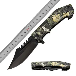 Oem Customized Black Stainless Steel Blade Outdoor Camping Pocket Knife Multi Purpose Survival Folding Knife