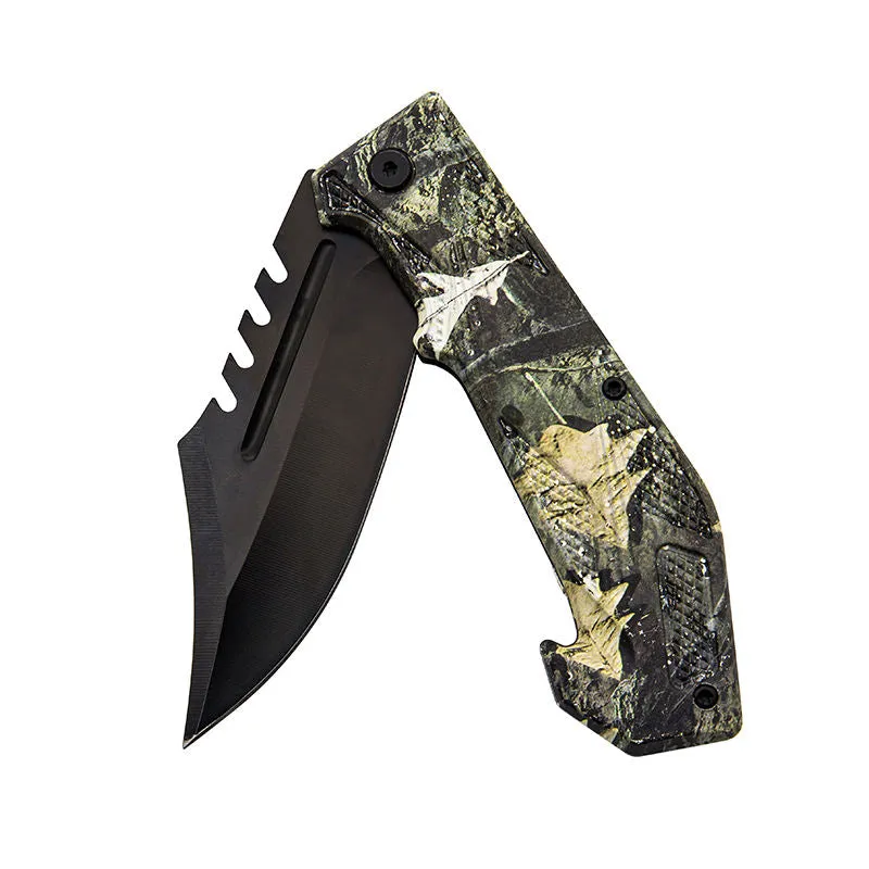 Oem Customized Black Stainless Steel Blade Outdoor Camping Pocket Knife Multi Purpose Survival Folding Knife