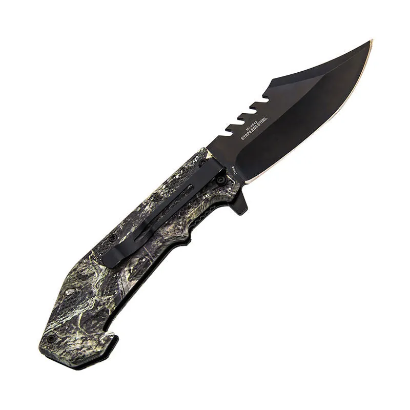 Oem Customized Black Stainless Steel Blade Outdoor Camping Pocket Knife Multi Purpose Survival Folding Knife