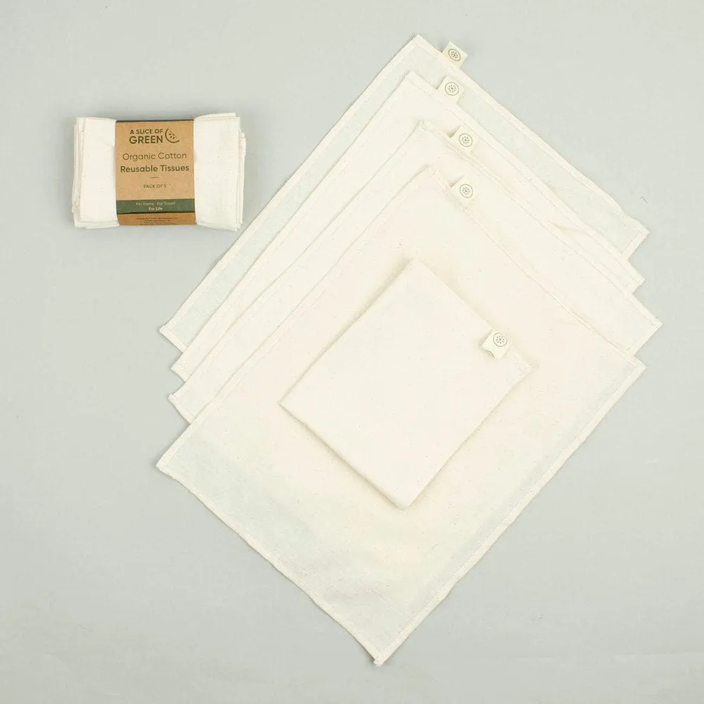 Organic Cotton Reusable Tissues - Pack of 5