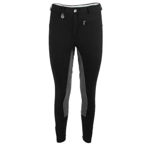 PANTALONE DONNA MICROFIBRA E PELLE LUGANA KONTRAST PIKEUR NERO