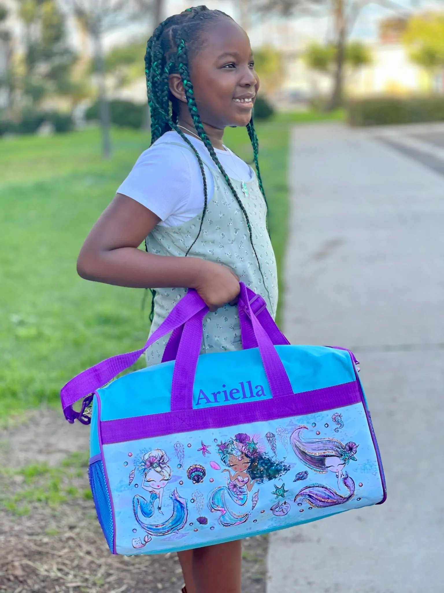 Personalized Kid's Travel Duffel Bag - Mermaid Squad