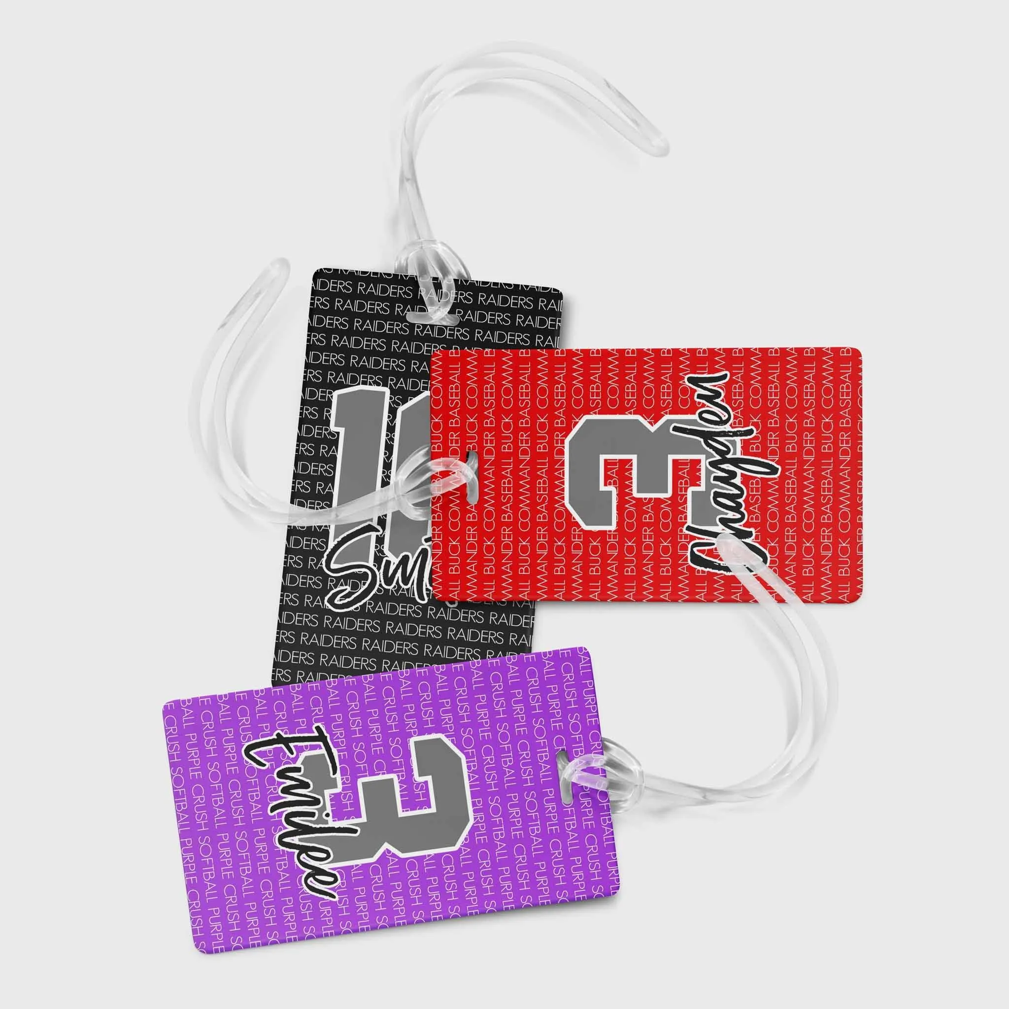 PERSONALIZED LARGE NUMBER TEAM BAG TAG