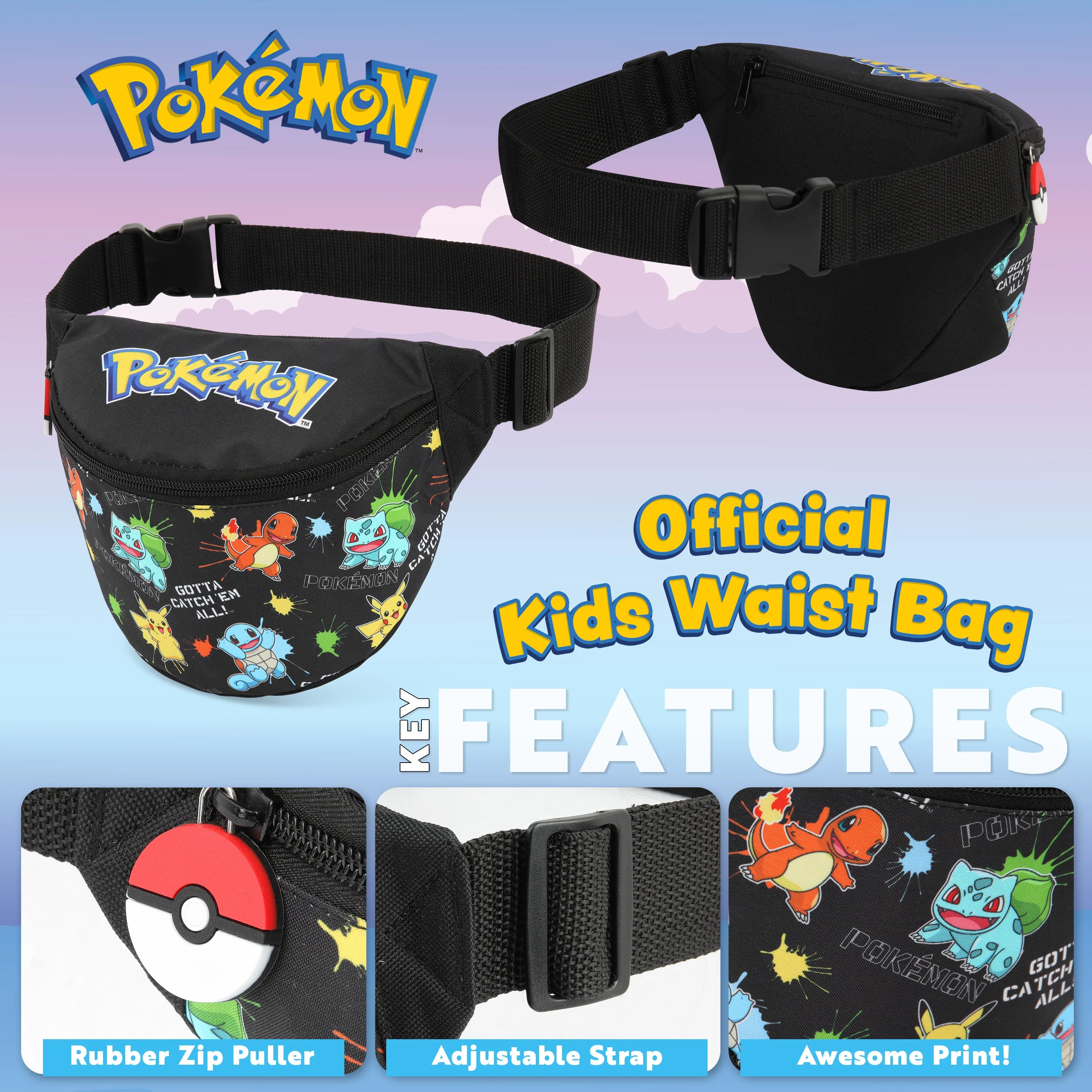 Pokemon Bag Kids Bum Bag, Pokemon Bum Bag for  Boys & Girls