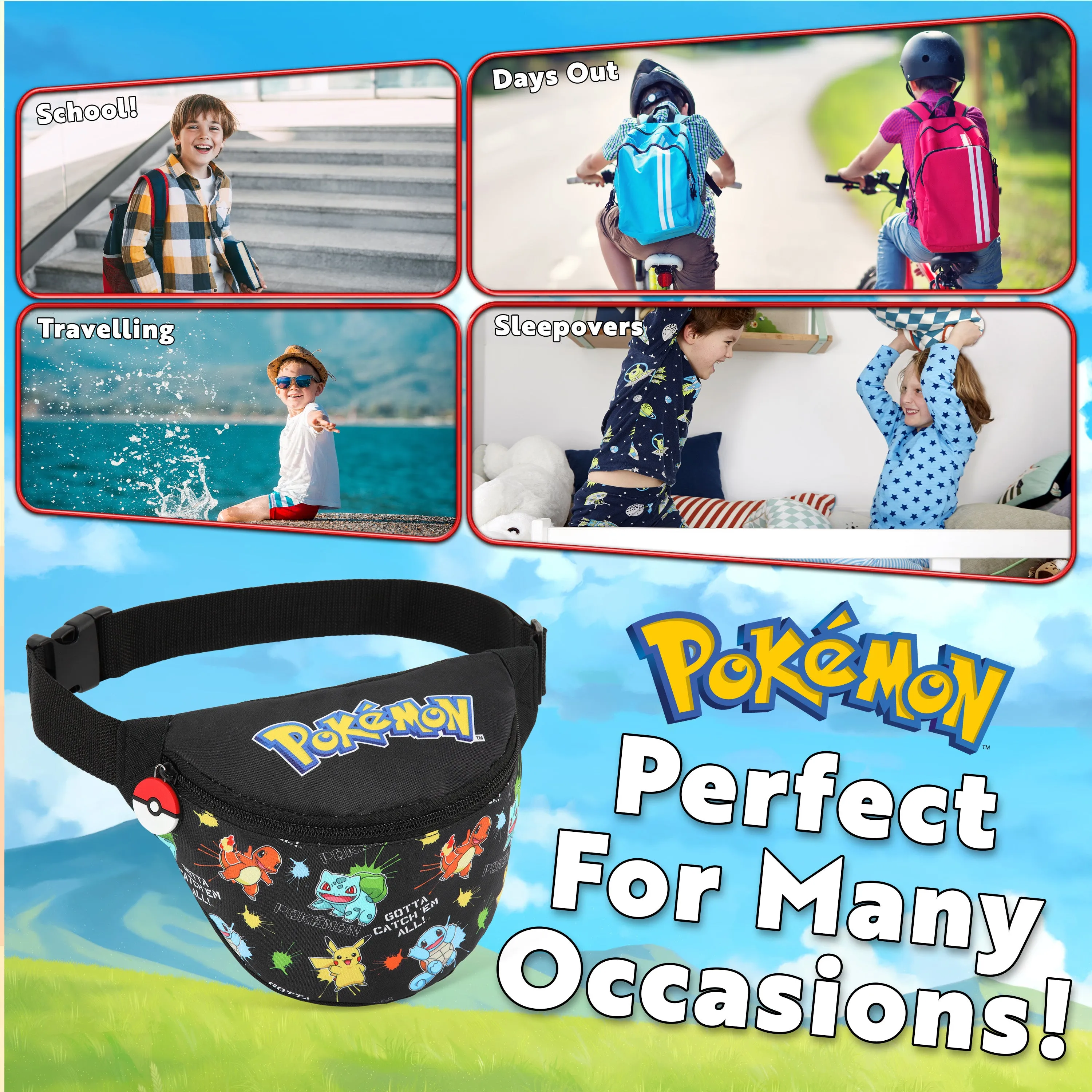 Pokemon Bag Kids Bum Bag, Pokemon Bum Bag for  Boys & Girls