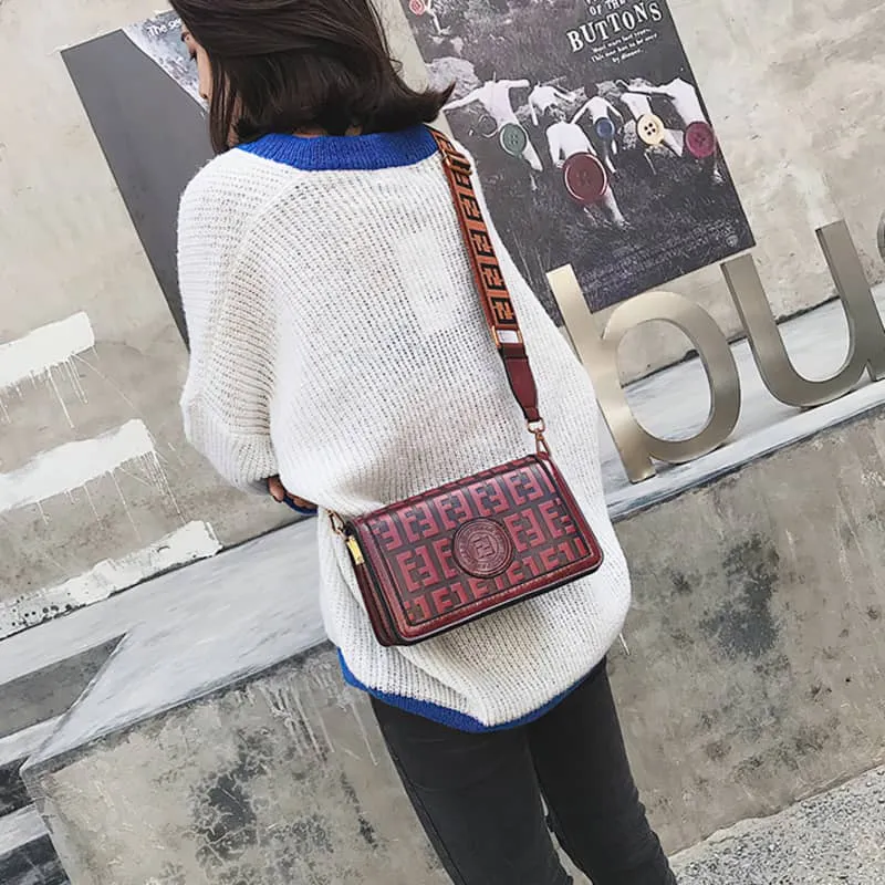 PU retro letter crossbody bag small bag