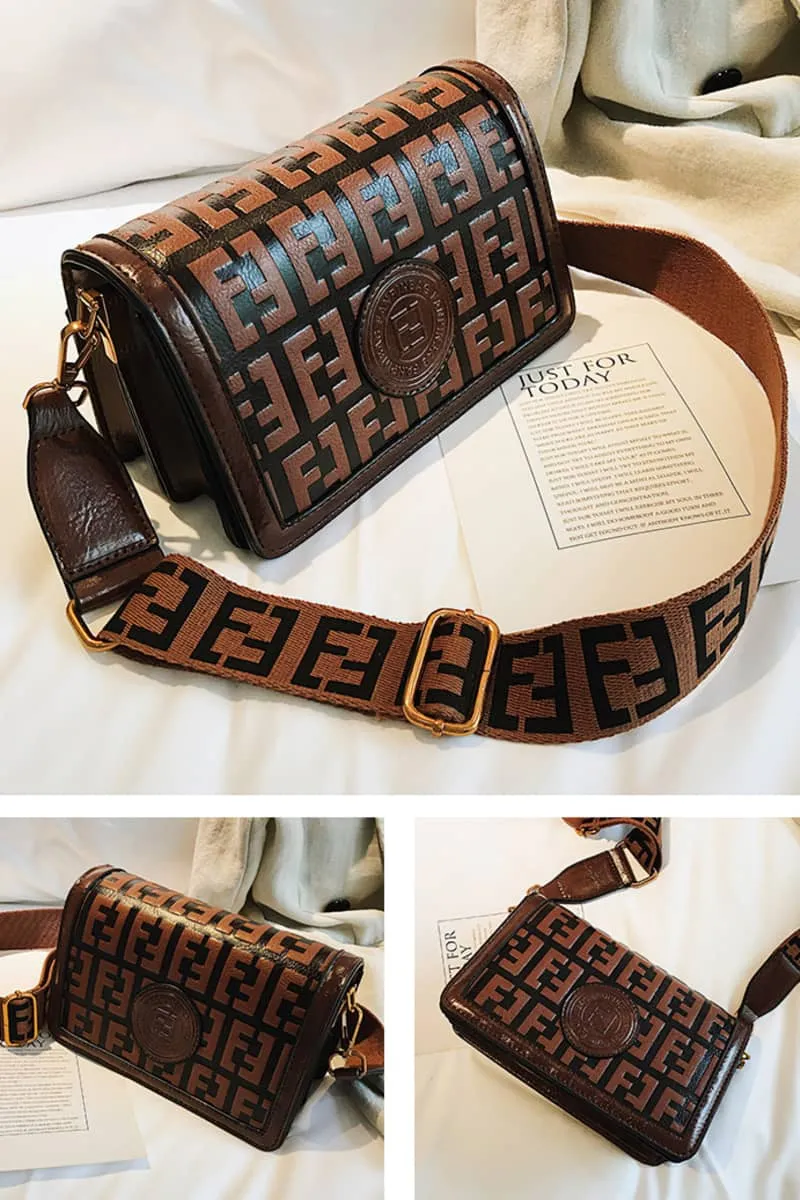 PU retro letter crossbody bag small bag