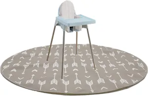 "Ultimate 51" Waterproof Baby Splat Mat - Versatile, Portable, and Stylish - Perfect for High Chairs, Playtime, and Messy Meals (Beige Arrow Design)"