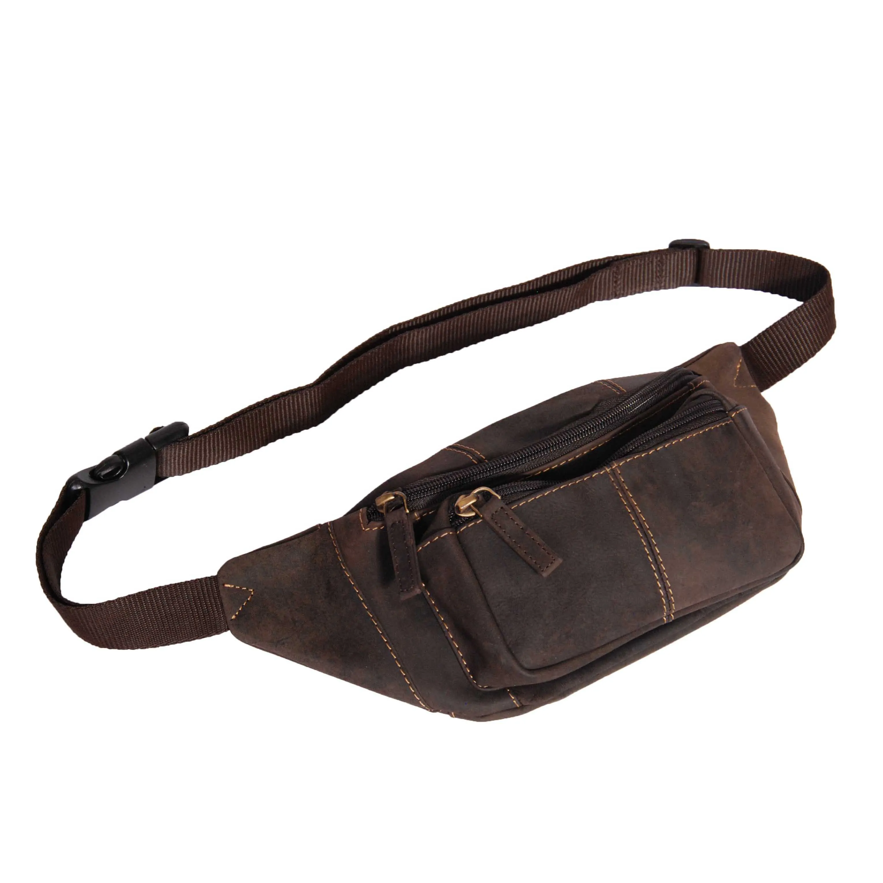 Real Leather Bum Bag Barcelona Oil Brown