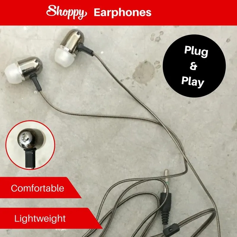 Shoppy Silver Lightweight Earphones