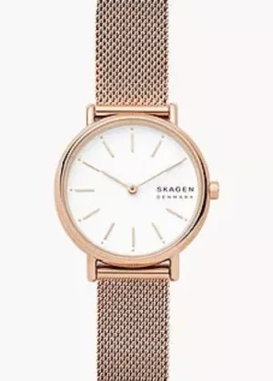 SKAGEN SIGNATUR LILLE WHITE DIAL SLIM ROSE MESH BRACELET SKW2694