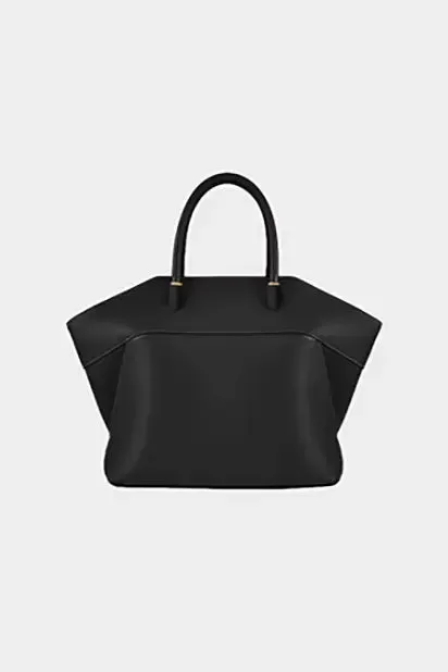 Soft Leather Top Handle Trapezoid Handbag