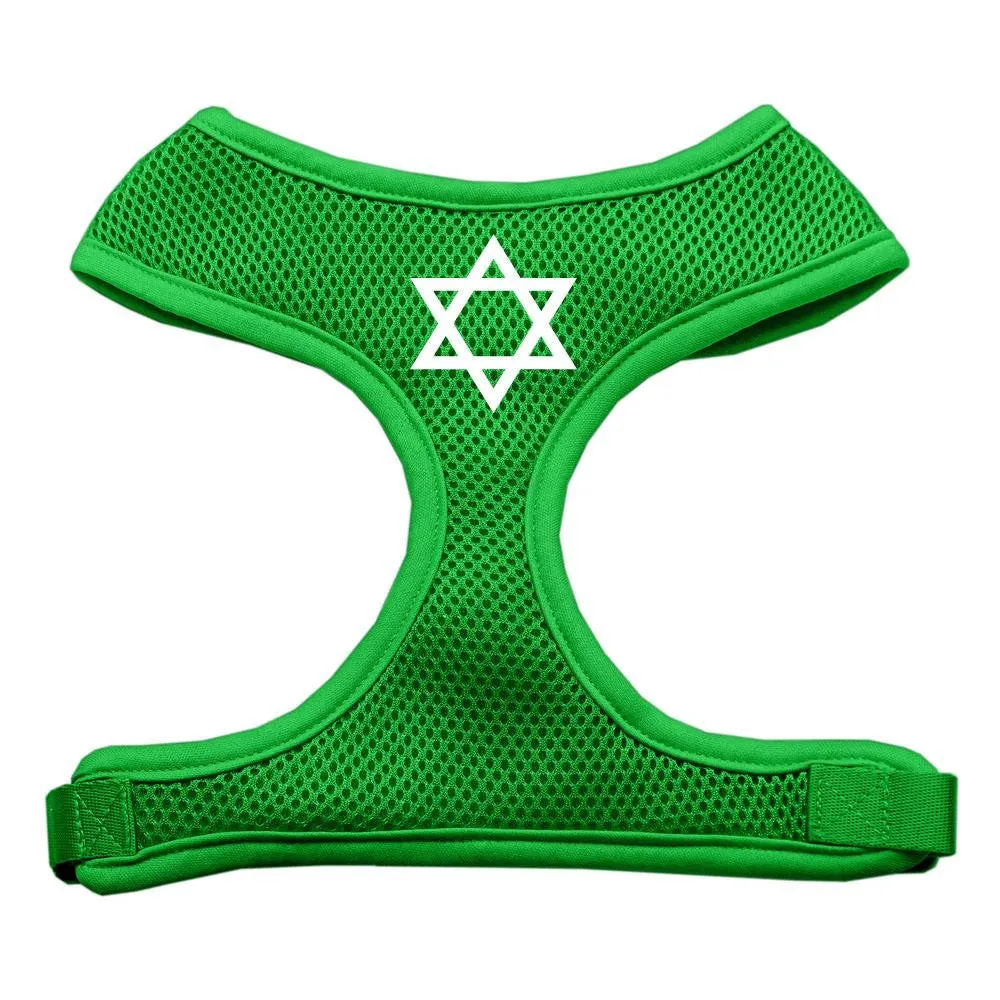 Star of David Screen Print Soft Mesh Harness Emerald Green Small