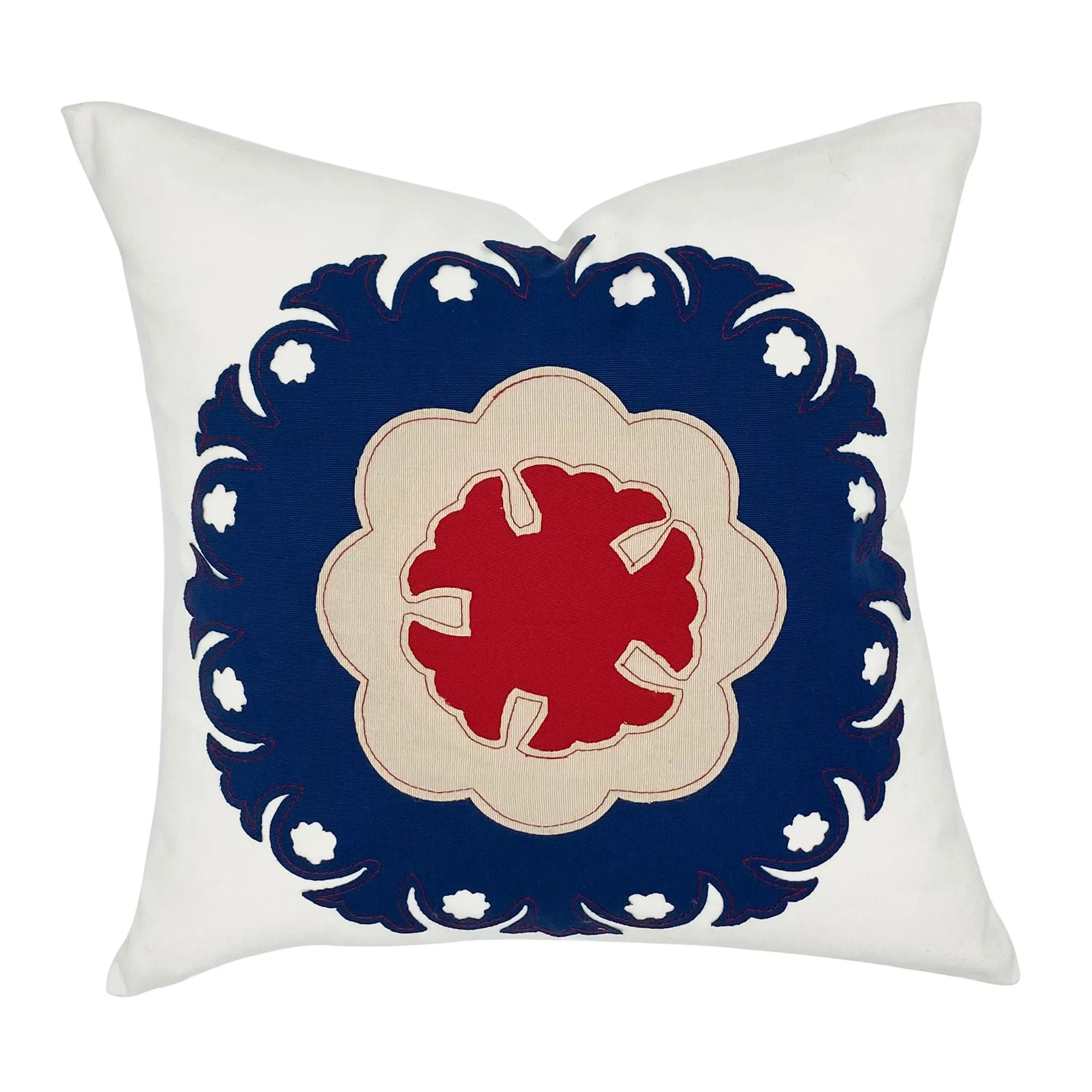 Suzani Oyster Outdoor Pillow Cover 18x18