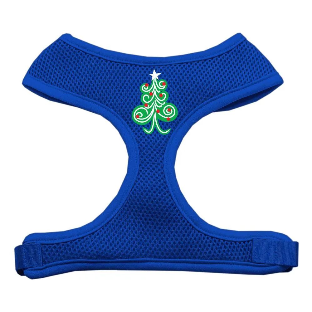 Swirly Christmas Tree Screen Print Soft Mesh Harness Blue Small